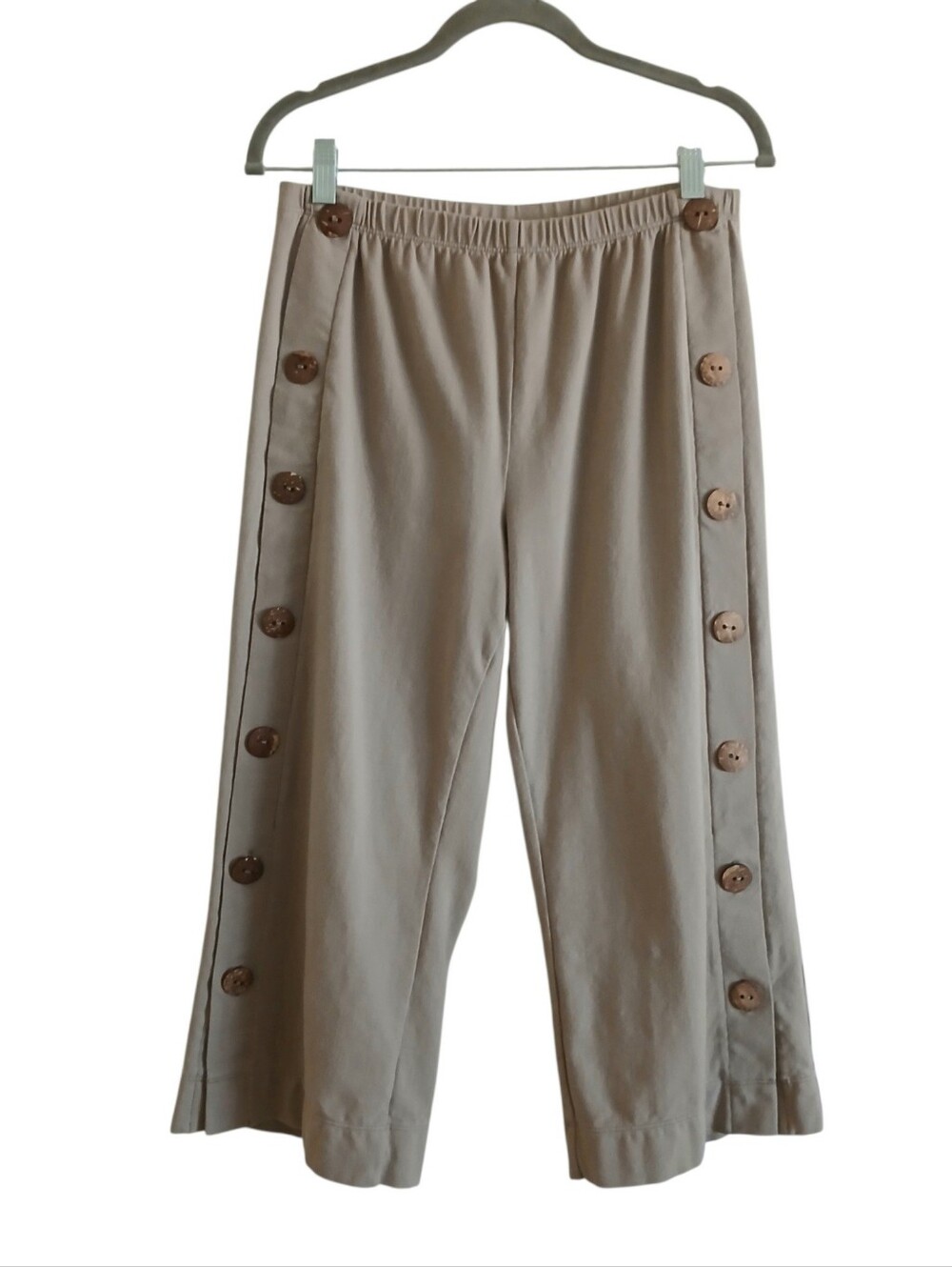 SOFT SURROUNDINGS Cropped Button Accent Wide Leg Pull On Pants Women's PS Cotton